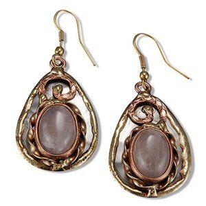 ANJU JEWELRY Mixed Metal Rose Quartz Teardrop Earrings, E251RQ, New